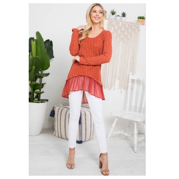 Only 1 left ❤️Beautiful Avere Ryu dark orange scoop neck lace sweater - Picture 8 of 8